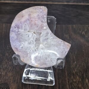 Pink Amethyst With Flower Agate Moon Crsytal 2.5 With Druzy